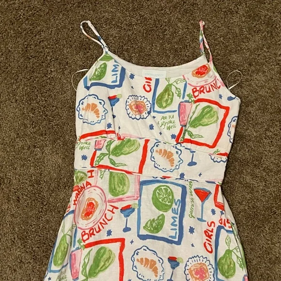 Cynthia Rowley White Maxi Dress with Green, Red and Blue Print - Picture 3 of 6